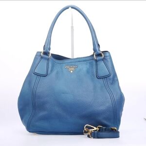 Prada Teal Leather Shoulder Bag